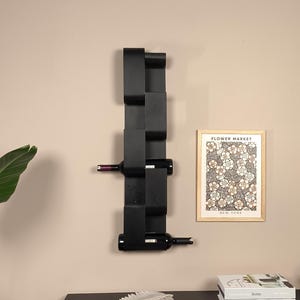 Modern Metal Wine Rack – 6 Bottle Wall Mounted Storage – Minimal Black ...