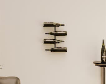 Metal Wall Mounted Wine Rack - Modern 4 Bottle Storage
