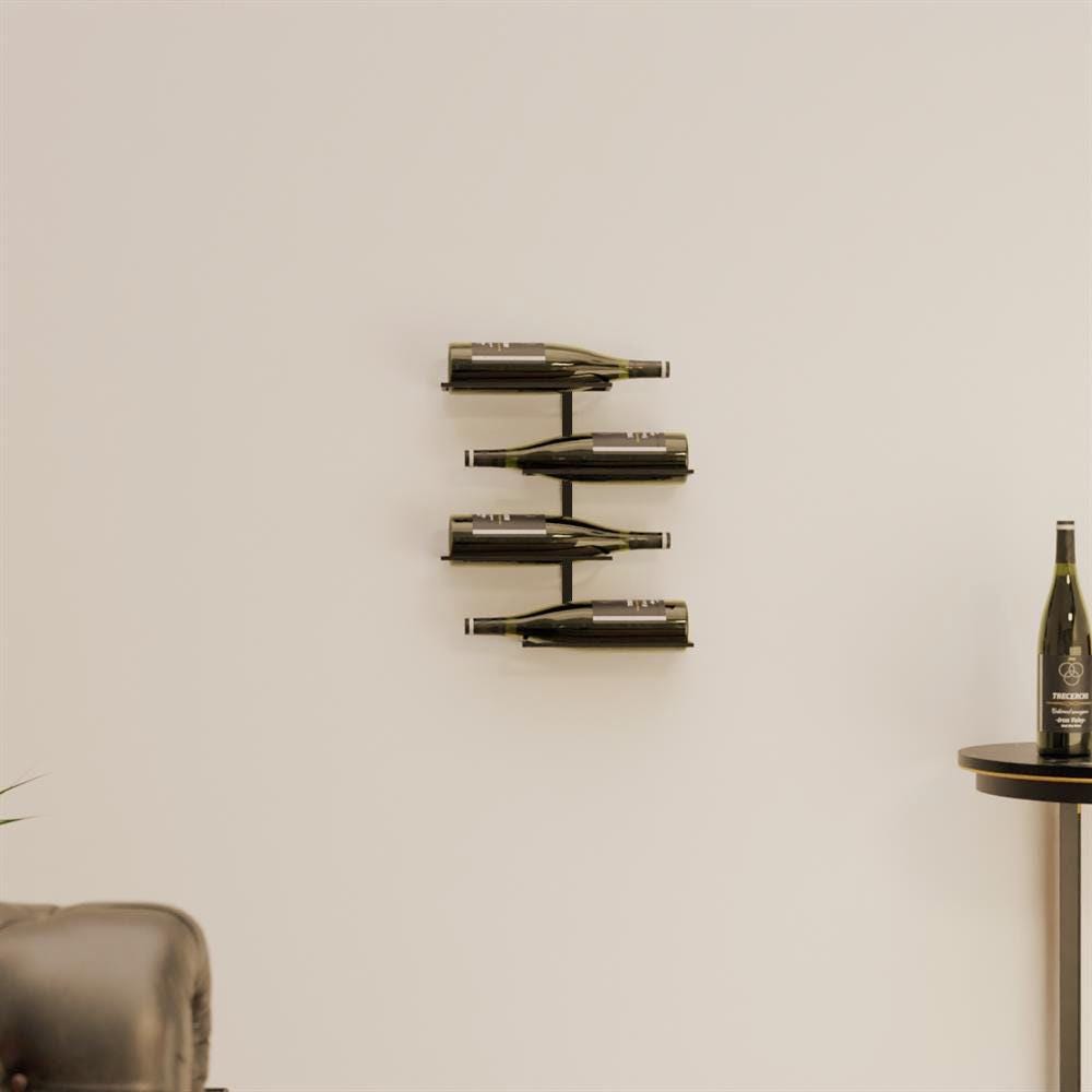 Wine Rack - Stylish Decorative and Special Design Wine Rack. 4 Bottle Metal Wall Mounted Storage