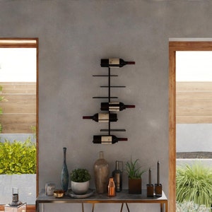 Wine Rack-Modern Metal Wall-Mounted 8-Bottle Minimalist Design