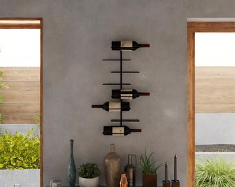 Botellero: diseño minimalista de 8 botellas montado en la pared de metal moderno