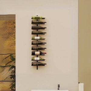 Cepage Wine Rack - Wall Mounted Metal Storage for 10 Bottles. Decorative Special Design.