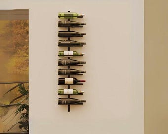 Cepage Wine Rack - Wall Mounted Metal Storage for 10 Bottles. Decorative Special Design.