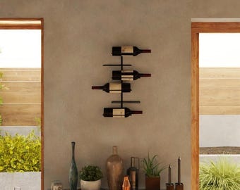 Wine Rack-Modern Metal Wall Mounted 6 Bottles Decorative Stylish Minimalist Special Design.