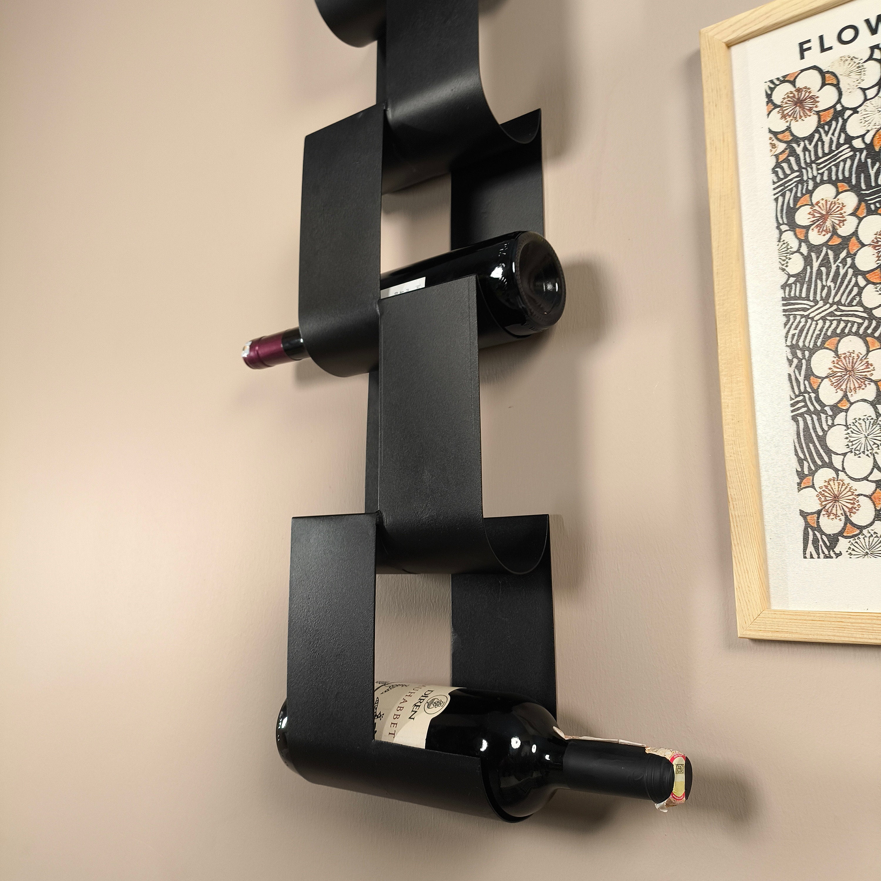Modern Metal Wine Rack – 6 Bottle Wall Mounted Storage – Minimal Black ...