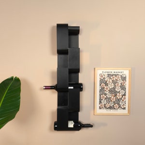 Modern Metal Wine Rack – 6 Bottle Wall Mounted Storage – Minimal Black ...