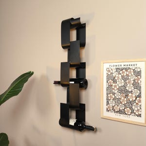 Modern Metal Wine Rack – 6 Bottle Wall Mounted Storage – Minimal Black ...
