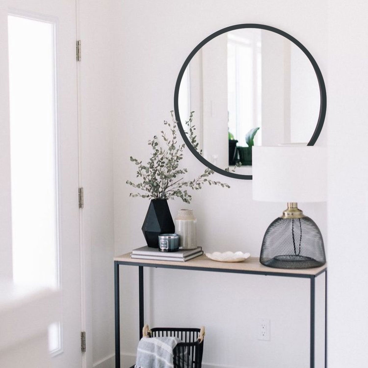Black Frame Decorative Round Wall Mirror, Home, Ofice and Farmhouse ...