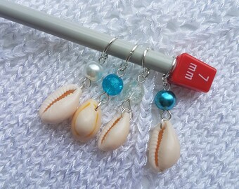 Shell Stitch Markers for Knitting: Set of 6 Sea Charm Knitting Accessories