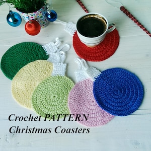 Crochet Christmas coasters patterns Pattern Cristmas ornaments PDF Pattern Instant Download Christmas Crochet Coaster Decoration