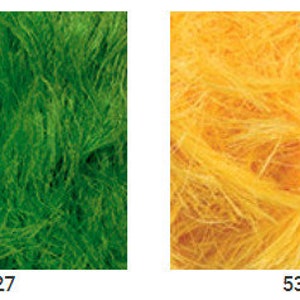 May include: Four samples of faux fur fabric in different colors: lavender, green, yellow, and red.