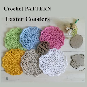 Crochet Easter coasters patterns Pattern Easter ornaments PDF Pattern Instant Download Christmas Crochet Coaster Decoration