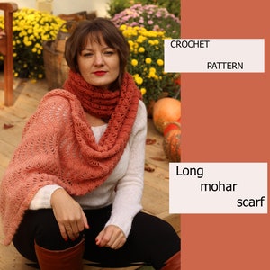 Crochet Scarf Pattern Very long mohair scarf PDF Instant Download