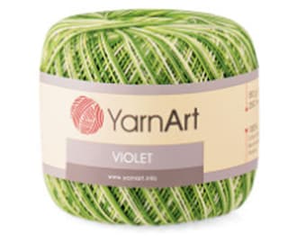 YarnArt VIOLET Melange Algodón mercerizado 308 yardas-50 gramos Hilo de algodón para crochet Encaje irlandés Hilo de algodón súper fino y suave 100% algodón