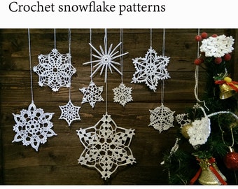 Crochet snowflake patterns Pattern Cristmas ornaments PDF Pattern Instant Download Christmas winter weddings decoration