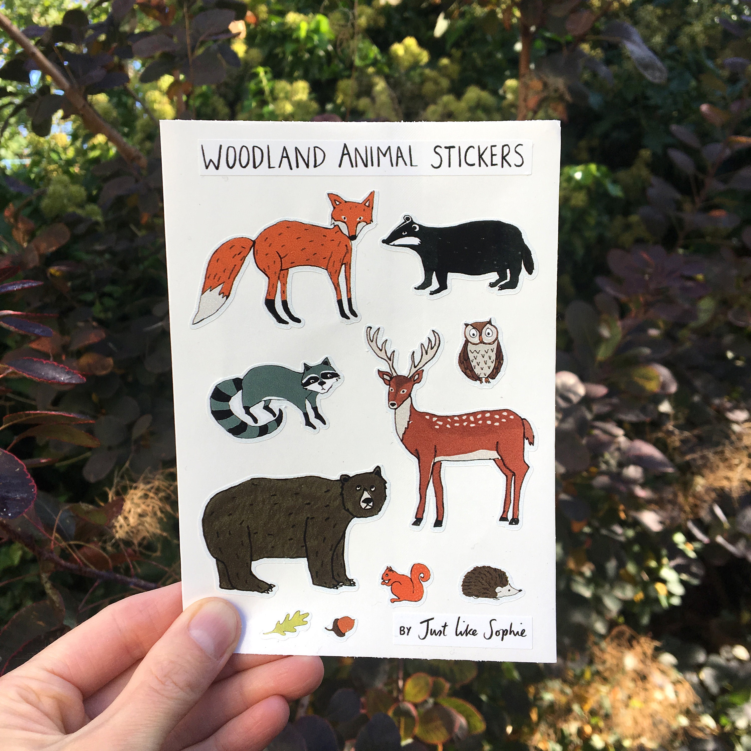 Woodland Animal Stickers A6 Sticker Sheet by Just Like Sophie - Etsy