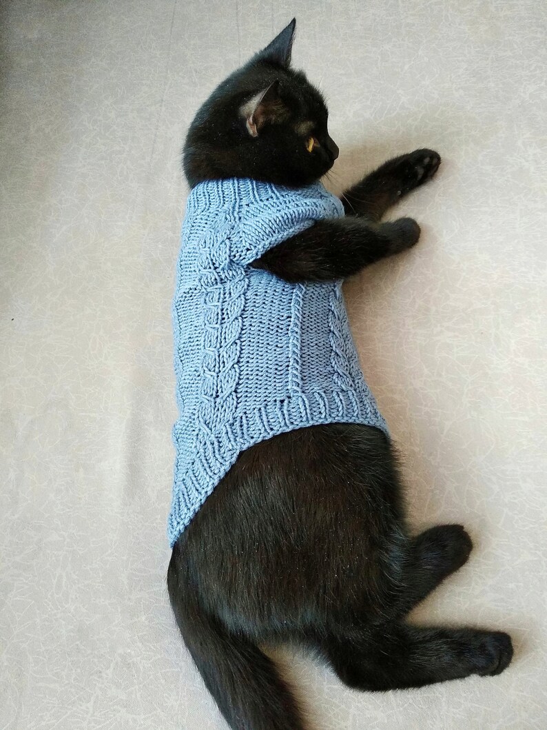 Cotton knit cat jumper Cable pet sweater Cotton cat clothing Etsy