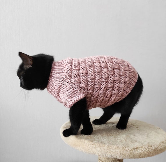 Knit cat sweater Pet jumper Knit pet clothes Sphynx cat Etsy