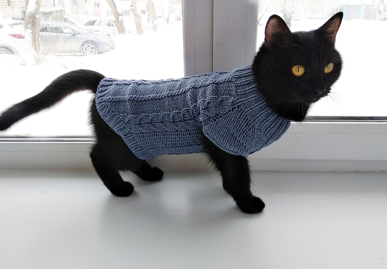 Cotton knit cat jumper Cable pet sweater Cotton cat clothing Etsy