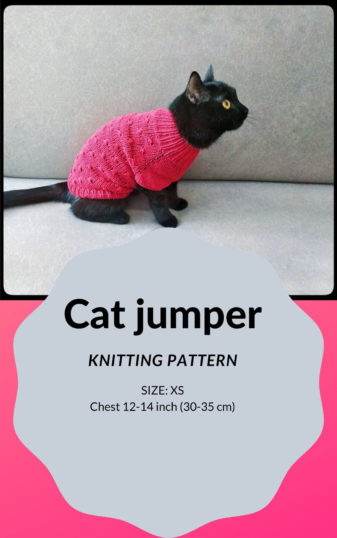 Cat jumper pattern chest 1113 inch Knit pattern pet clothes Etsy