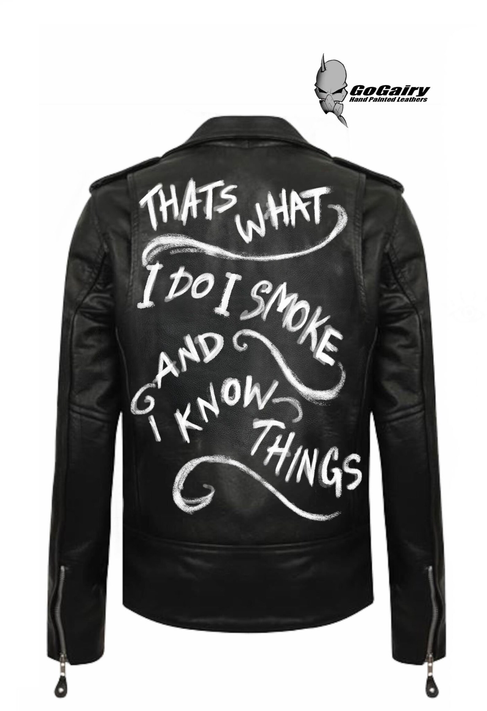Hand Painted Slogan Real Leather Biker Jacket Etsy