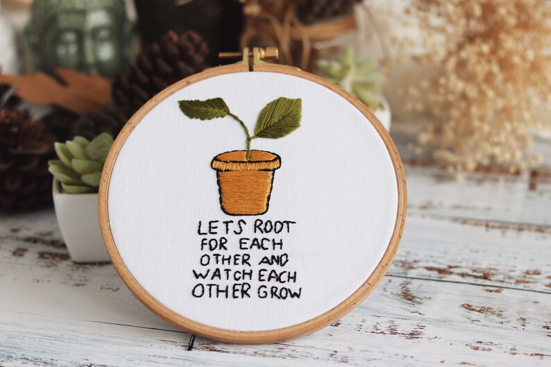 Inspirational quote embroidery plant embroidery art  etsy