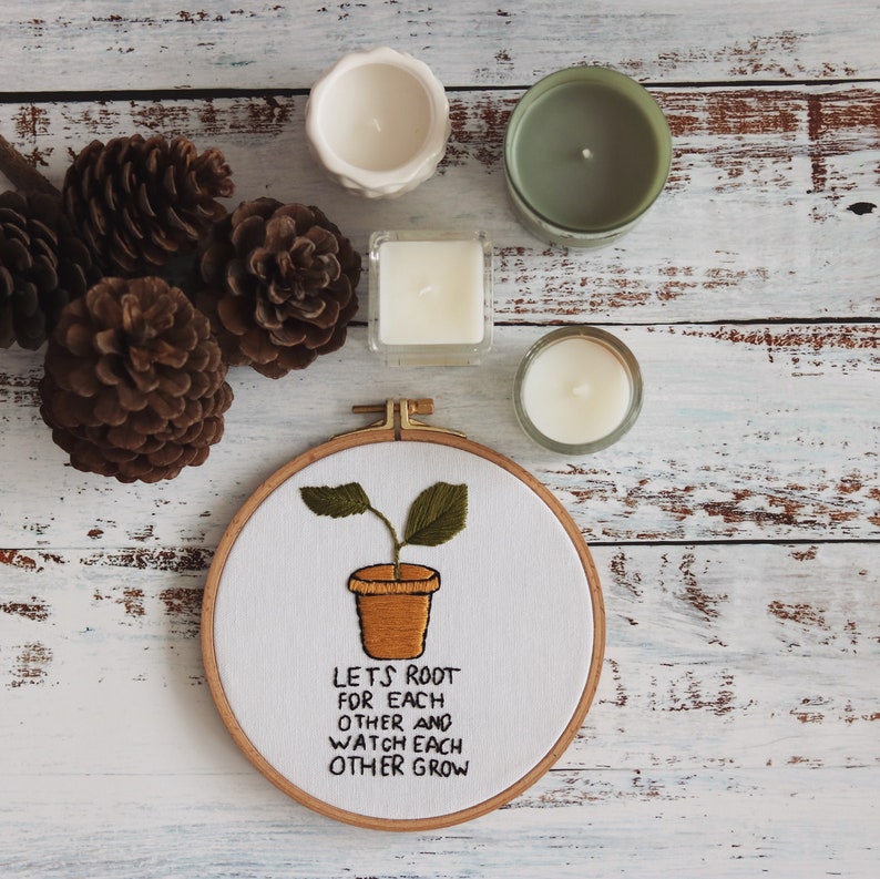 Inspirational quote embroidery plant embroidery art  etsy