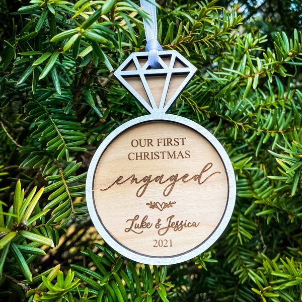 First Christmas Engaged Ornament | Engagement Ornament | Engagement Ring Ornament | Engagement Gift | Personalized Christmas Ornament