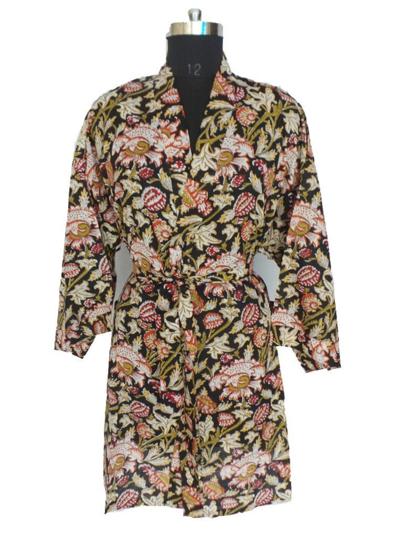 New Cotton Printed Kimono Nightwear Kimono Robe Bathrobe Beach Dress Women Night Robe,Cotton Kimono Intimate Sleepwear Body Crossover