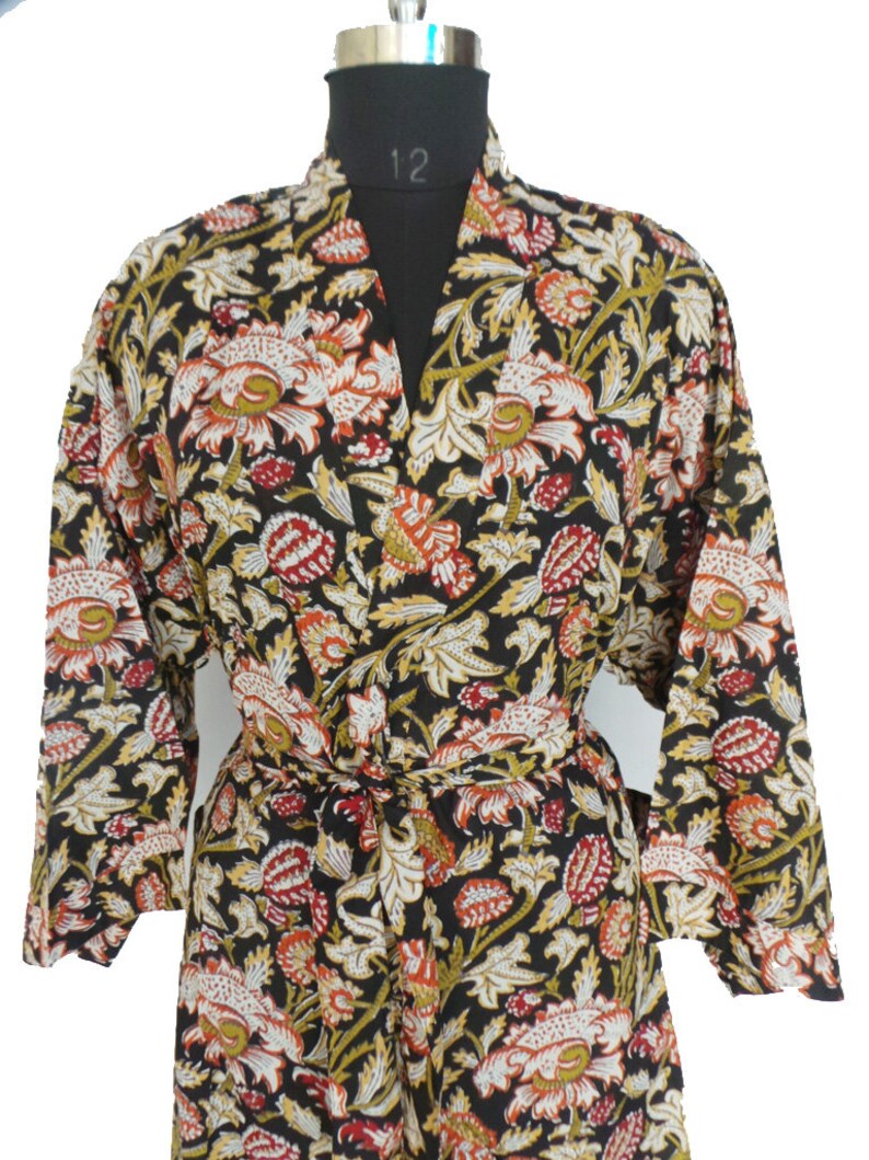 New Cotton Printed Kimono Nightwear Kimono Robe Bathrobe Beach Dress Women Night Robe,Cotton Kimono Intimate Sleepwear Body Crossover