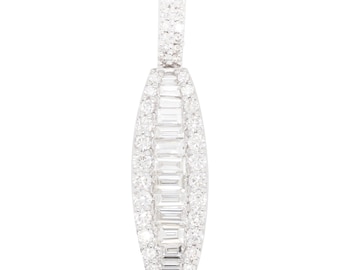 18 kt witgouden diamanten baguette art-decohanger