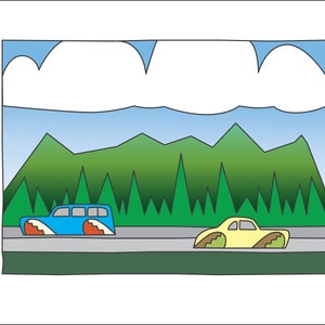 The Rockies ~ 8&quot; x 10&quot; Limited Edition Giclee Print ~ Puffy White Summer Clouds Over Lush Green Mountain Slopes And A Bright Blue Sky.