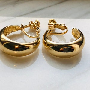 23mm 14K gold plated clip on gold hoop earrings, Small gold hoop earrings, Clip on gold earrings, Minimalist daily hoop earrings