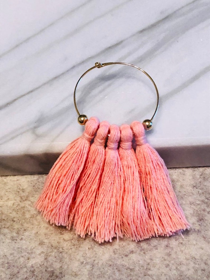 14K Gold Filled Hoop Tassel Earrings Boho Tassel Earrings Etsy