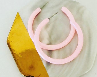 50mm Rose quartz tortoise shell hoop earrings,  Acetate hoop earrings in large size, Tortoise hoop earrings