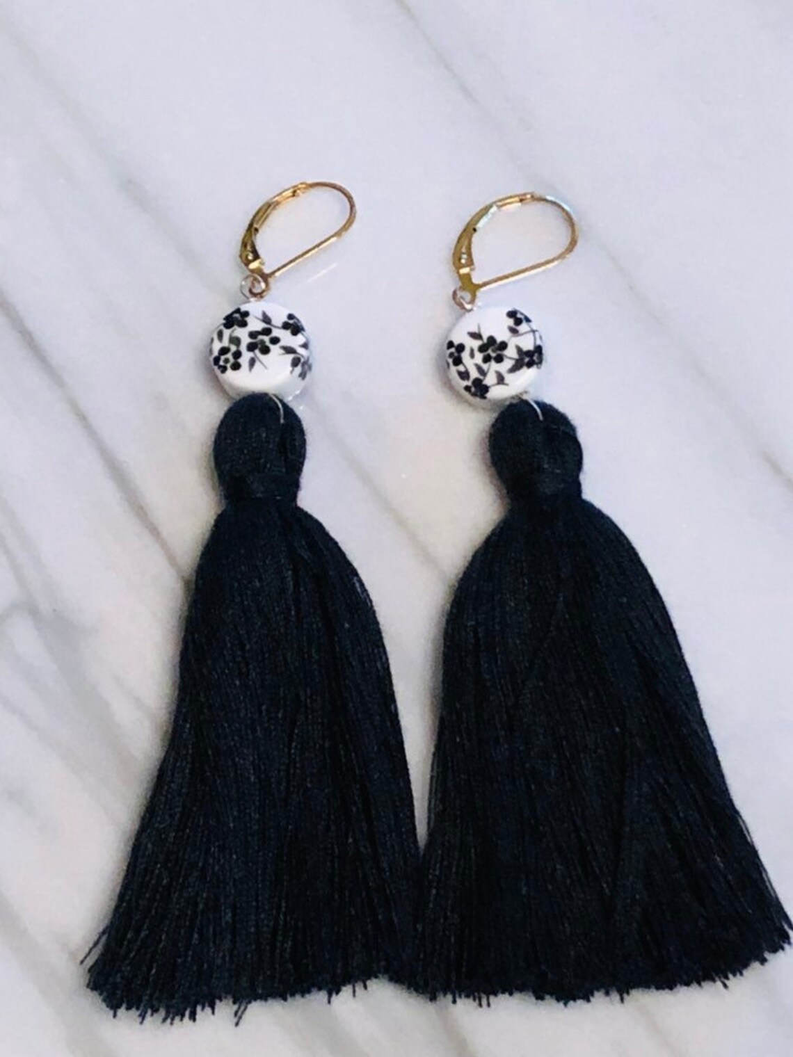 14K Gold filled lever back long tassel drop earrings Etsy