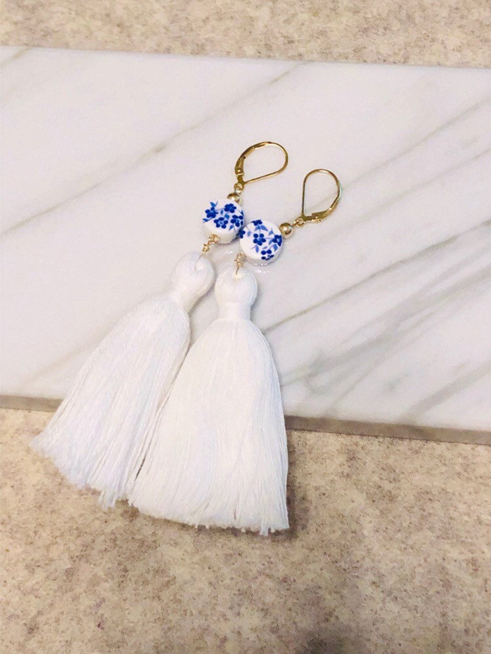 14K Gold Filled Lever Back Long Tassel Drop Earrings Etsy