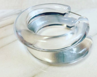 Lucite hoop earrings, Chunky transparent lucite hoop earrings, Clear hoop earrings, Large size lucite clear hoop earrings