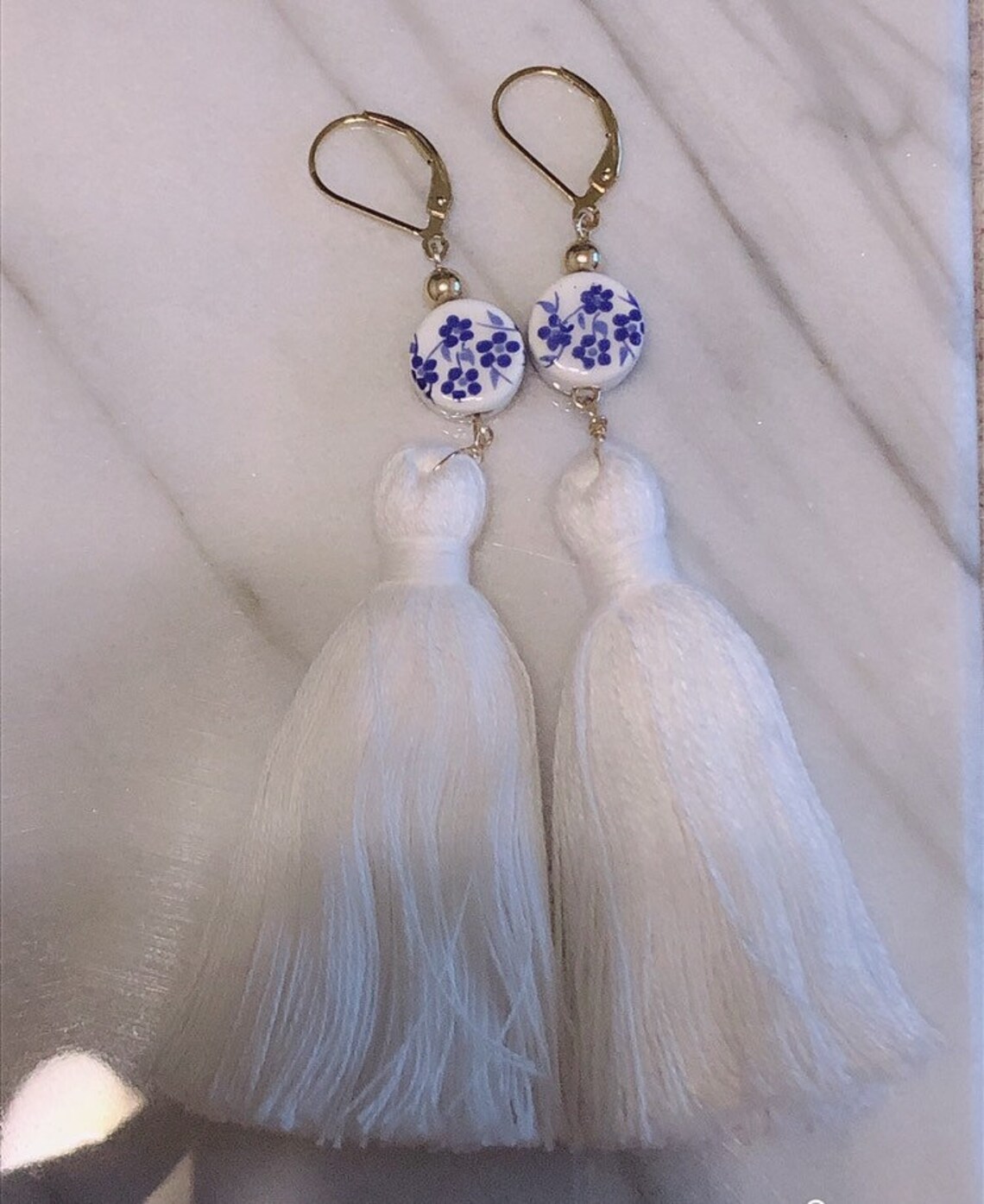 14K Gold filled lever back long tassel drop earrings Etsy