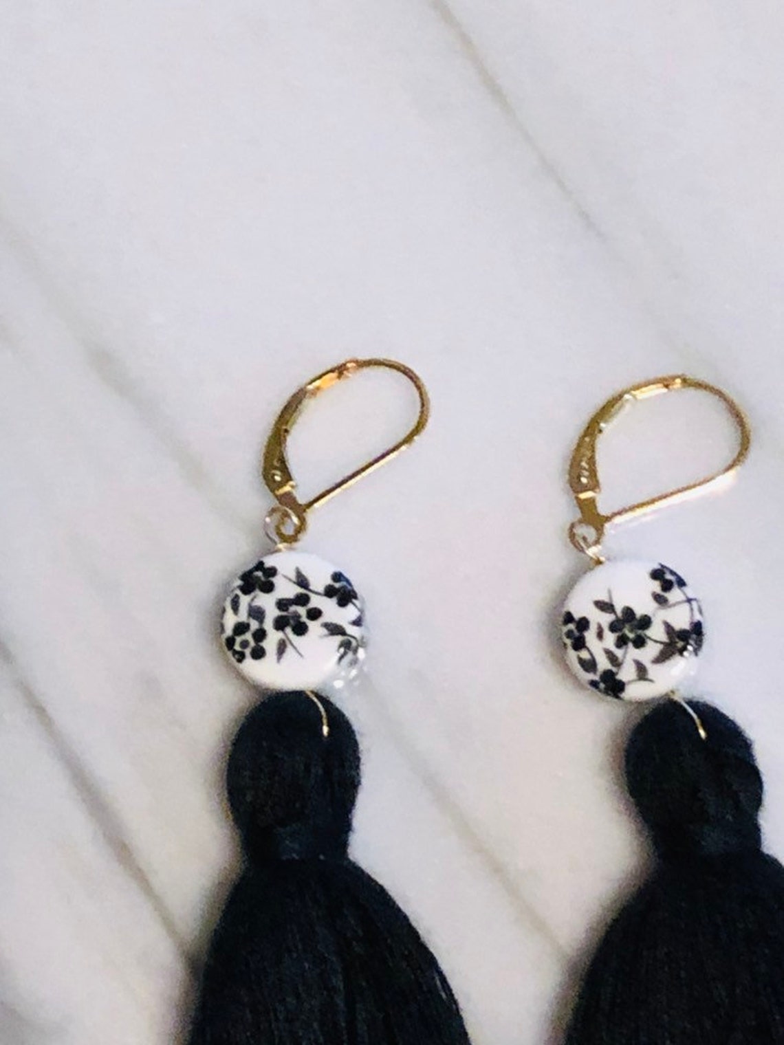 14K Gold filled lever back long tassel drop earrings Etsy