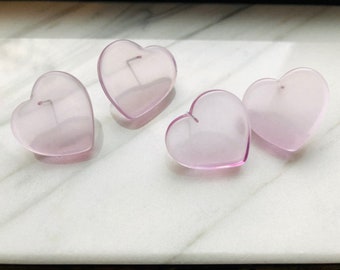 Heart cut purple lucite studs, Heart stud earrings, Clear heart stud earrings, Purple heart stud earrings, Heart statement stud earrings