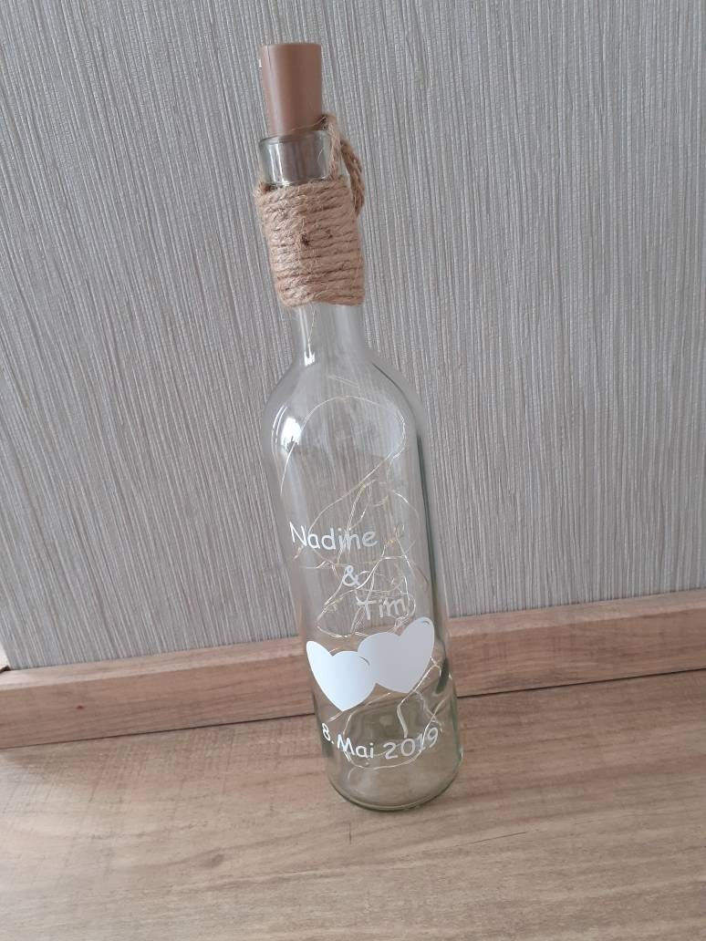 LED Flaschenlicht 'Schön Dass Es Dich Gibt' - Beleuchtete Geschenkflasche Mit Spruch