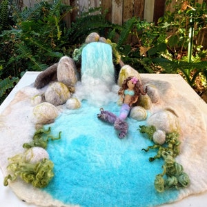 Waldorf Felted Mermaid Waterfall Lagoon Play Mat