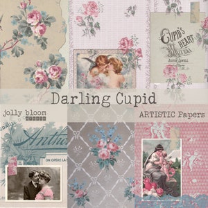 Darling Cupid Digital Journal Kit, Romantic Printable, Vintage Collage Sheets, Vintage Valentines Kit, Valentines Journal Printable