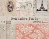 Remember Paris Digital Journal Kit, Vintage Collage Sheets, Printable Journal, Shabby Junk Journal, Vintage French Printable