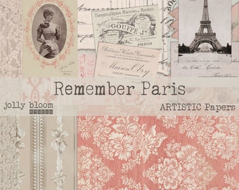 Remember Paris Digital Journal Kit, Vintage Collage Sheets, Printable Journal, Shabby Junk Journal, Vintage French Printable