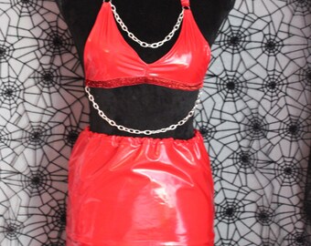 red and black rave outfit
