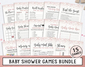 Shower Game Bundle, Baby Shower Games, Printable Instant Download, Baby Predictions, Children's Book Emoji Pictionary, Baby Mad Libs Game