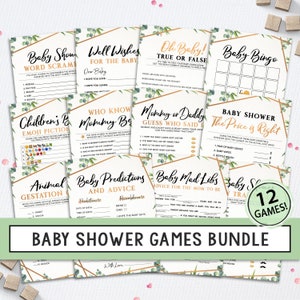 Shower Game Bundle, Baby Shower Games Printable, Baby Shower Game Idea, Baby Shower Instant Download, Party Game, Baby Shower Game Package