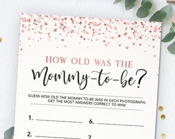Girl How Old Was the Daddy-to-be Rose Gold Confetti Game Parents Photo Game Baby Shower Instant Download Baby Shower Game Printable